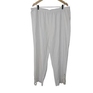 NWT Soft Surroundings White Cotton Cut Out Straight Leg Pant